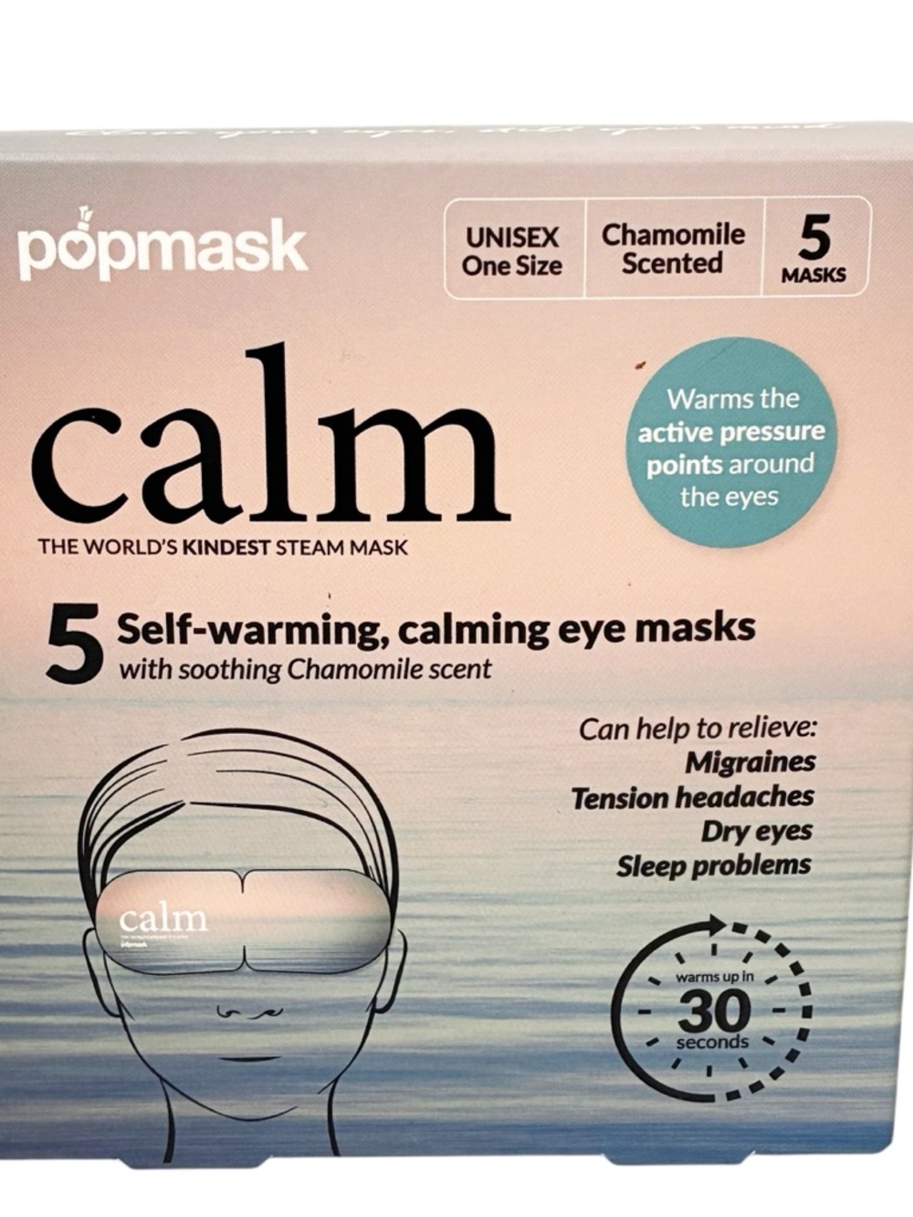 Popmask Calm Self Warming Steam Eye Mask‎ Compress 5 Pack SEALED